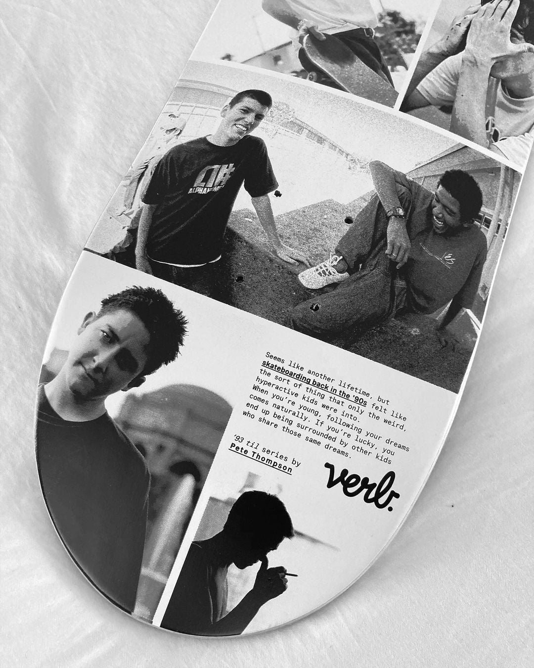 Verb Skateboards X Pete Thompson 93 Til Series "Collage Black & White" deck in 8.25"