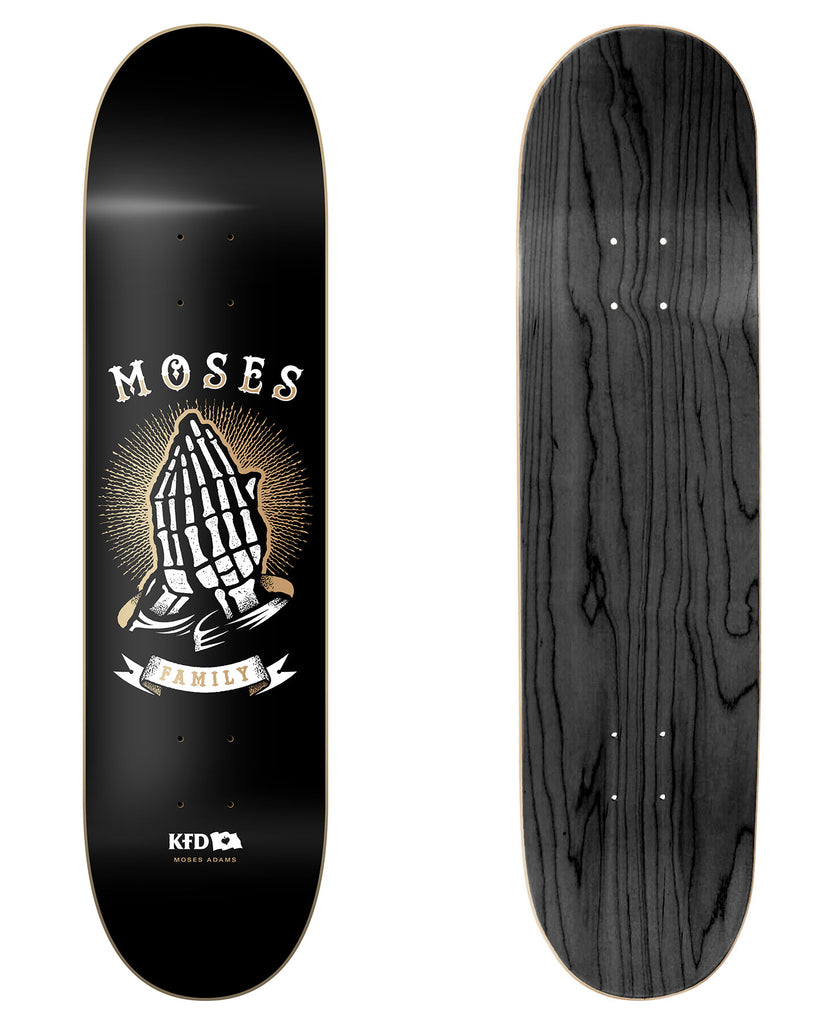 KFD Skateboards Premium Deck Moses Adams Pro Model "Pray" in 8" bottom graphic and deck top view