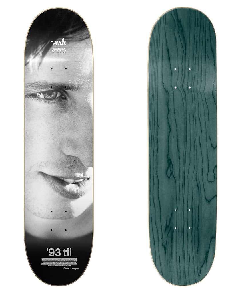 Verb Skateboards X Pete Thompson 93 Til Series "Stefan Janoski Portrait" deck in 8.25" bottom graphic and deck top view