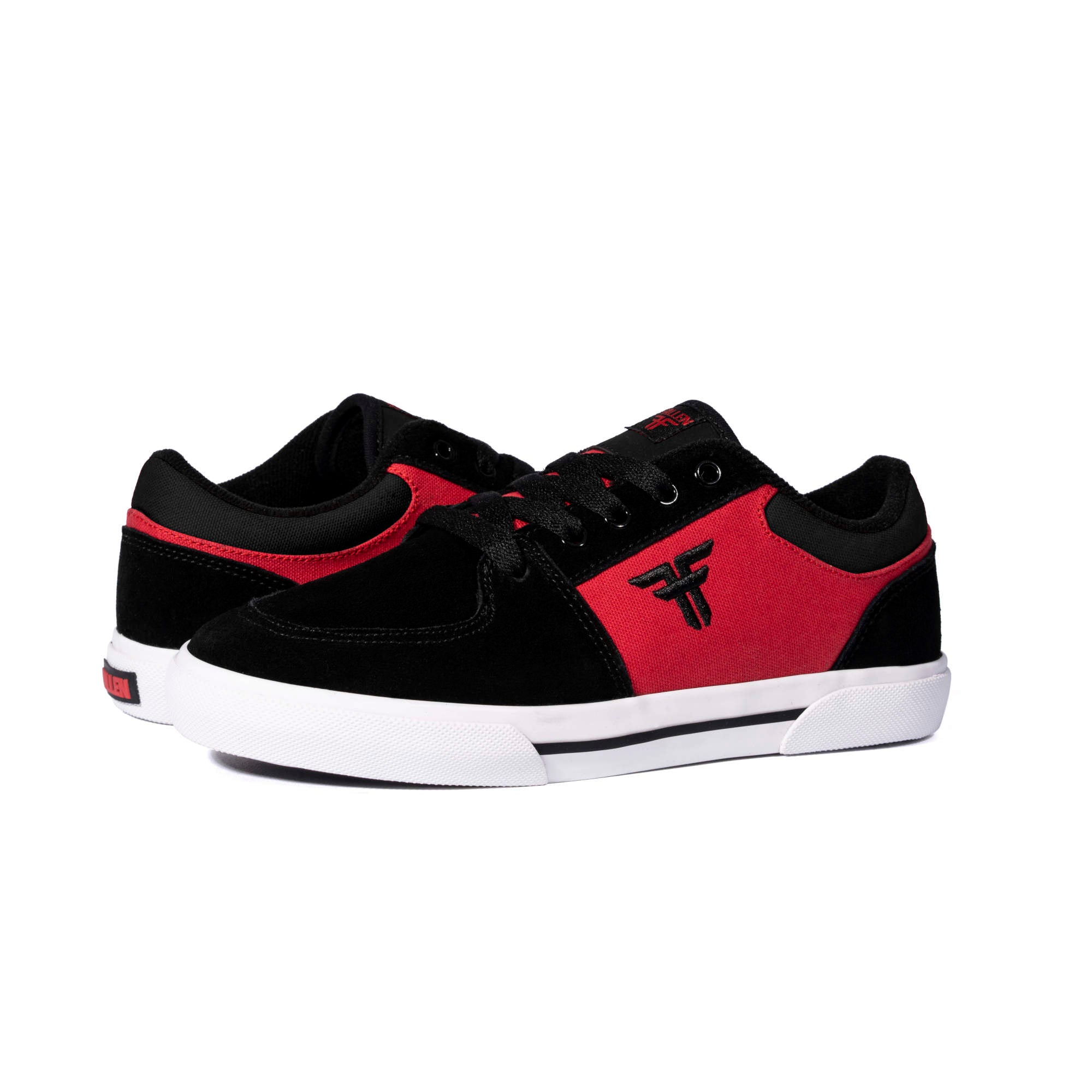Fallen Footwear Patriot Kids skate shoes in Black / Red perspective image