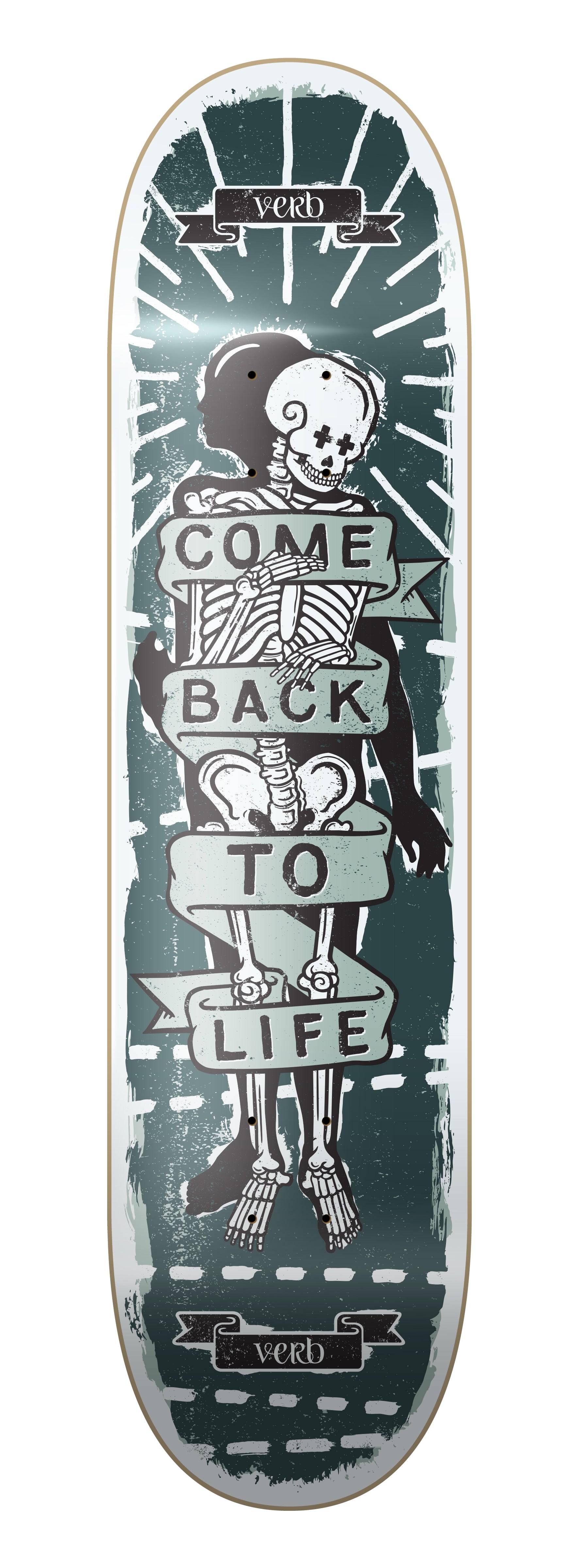 Verb Skateboards Artist Series Deck Bruce Mackay "Come Back To Life" in 8.325" bottom graphic