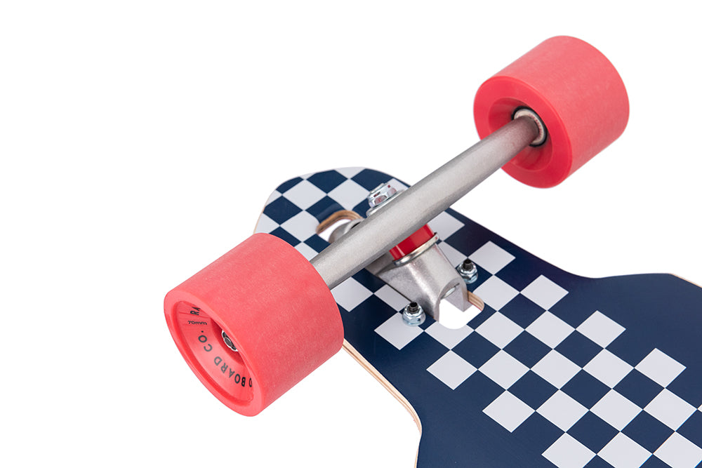 RAD Drop Through Checker Stripe Navy White Longboard
