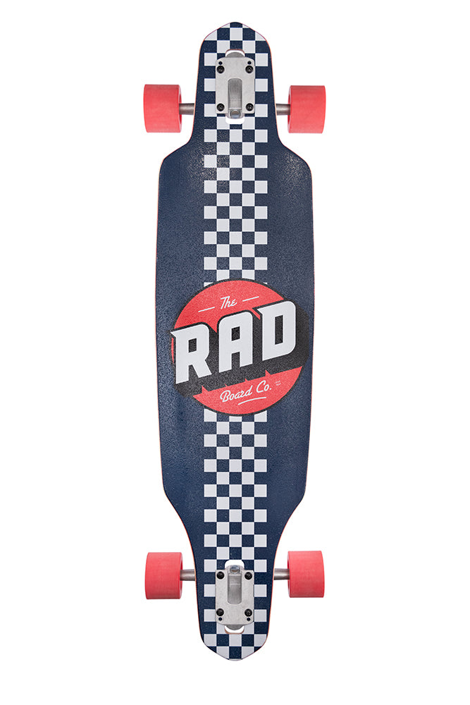 RAD Drop Through Checker Stripe Navy White Longboard