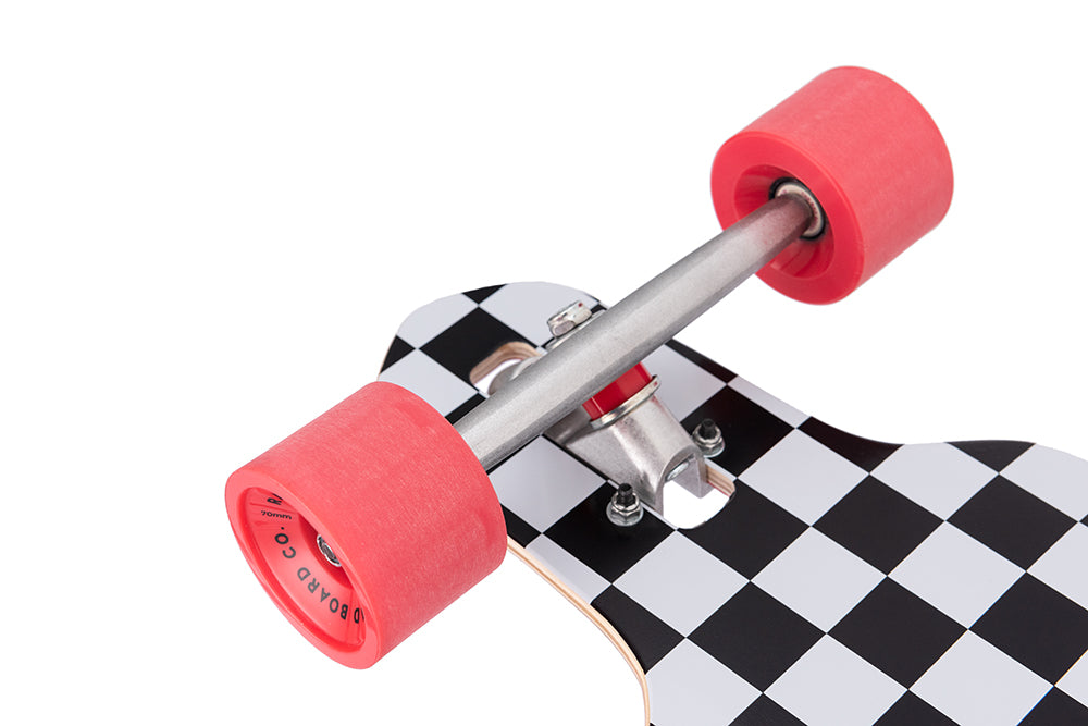 RAD Drop Through Checkers Black White Longboard