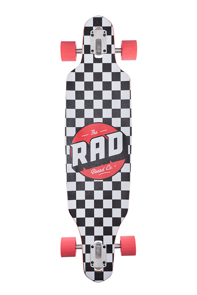 RAD Drop Through Checkers Black White Longboard