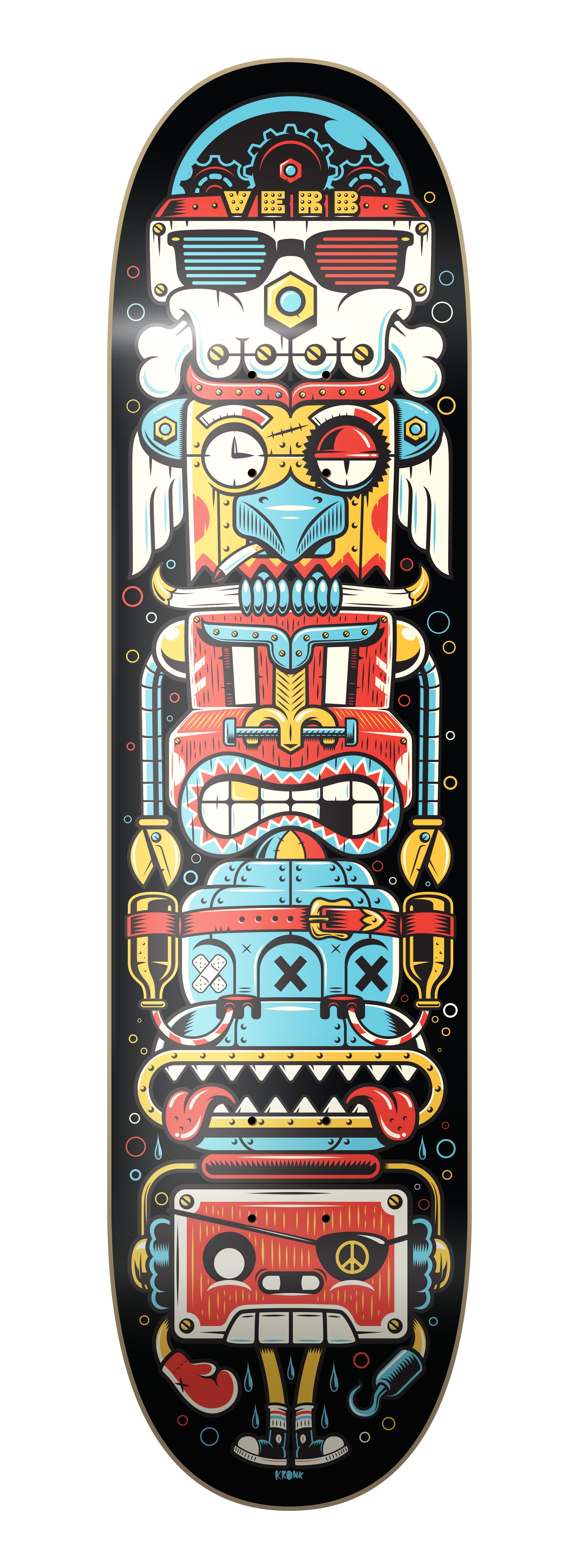 Verb Skateboards Artist Series Deck Kronk "Totem" in 8" bottom graphic