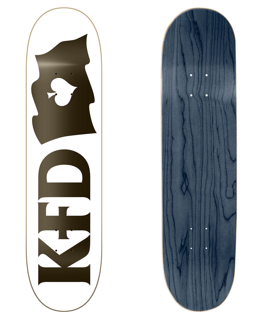 KFD Skateboards Logo Deck "Flagship White" in 8", 8.25", 8.5" & 8.75" bottom graphic and deck top view