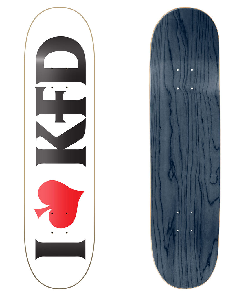 KFD Skateboards Logo Deck "I Love KFD" in 8.125" bottom graphic and deck top view