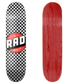 RAD Board Co. Logo Skateboard Deck "Checkers Black / White" in 7.75", 8", 8.25" & 8.5" bottom graphic and deck top view