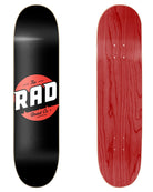 RAD Board Co. Logo Skateboard Deck "Solid Black / Red" in 8.25" bottom graphic and deck top view