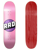 RAD Board Co. Logo Skateboard Deck "Solid Pink / Purple" in 7.75" bottom graphic and deck top view