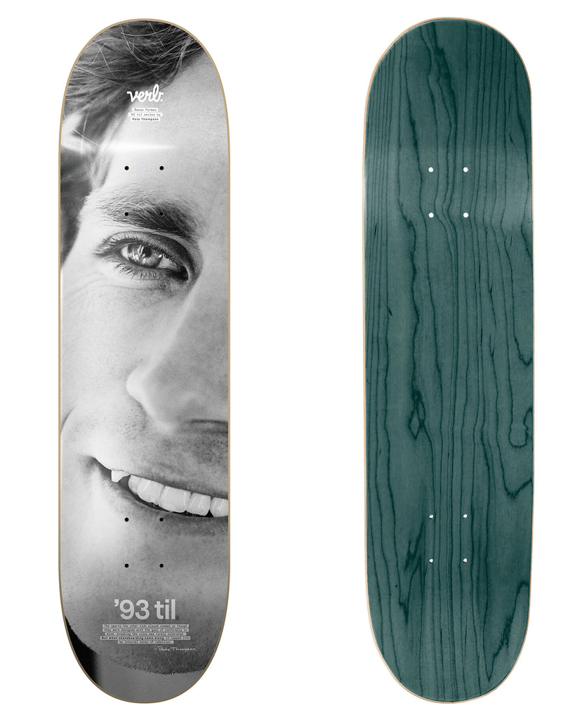 Verb Skateboards X Pete Thompson 93 Til Series "Reese Forbes Portrait" deck in 8.25" bottom graphic and deck top view