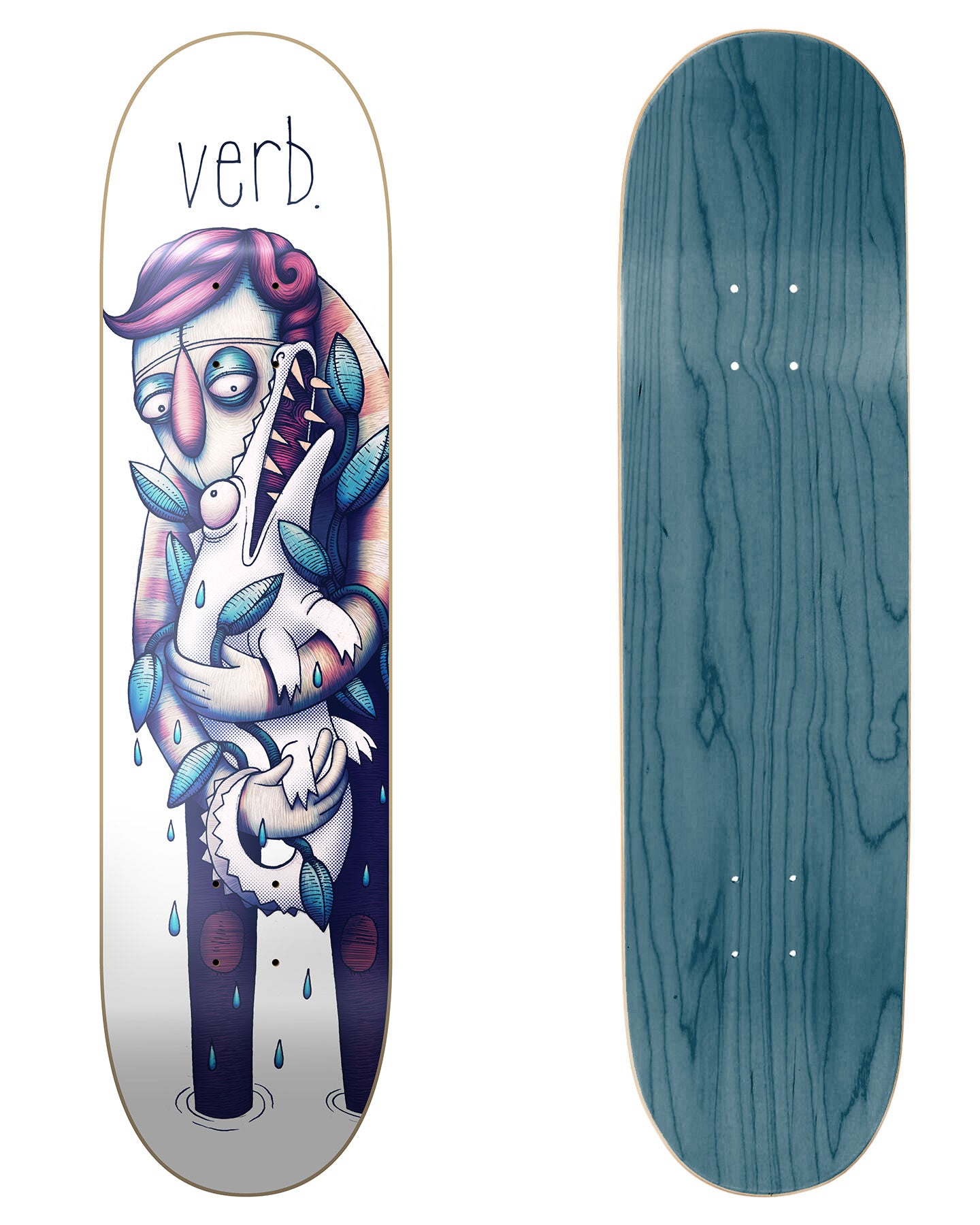 Verb Skateboards Artist Series Deck Louis Minnaar "Gator" in 8" bottom graphic and deck top view