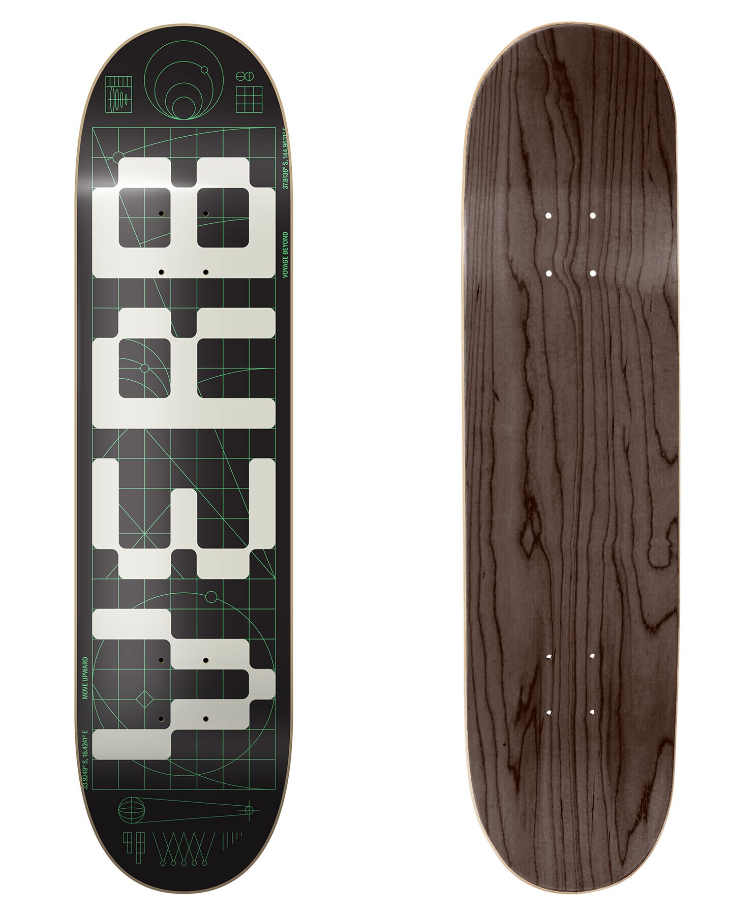 Verb Skateboards Deck "Invader Glow In The Dark White" in 8.25" bottom graphic and deck top view