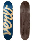 Verb Skateboards Deck "XL Script Navy" in 8" bottom graphic and deck top view