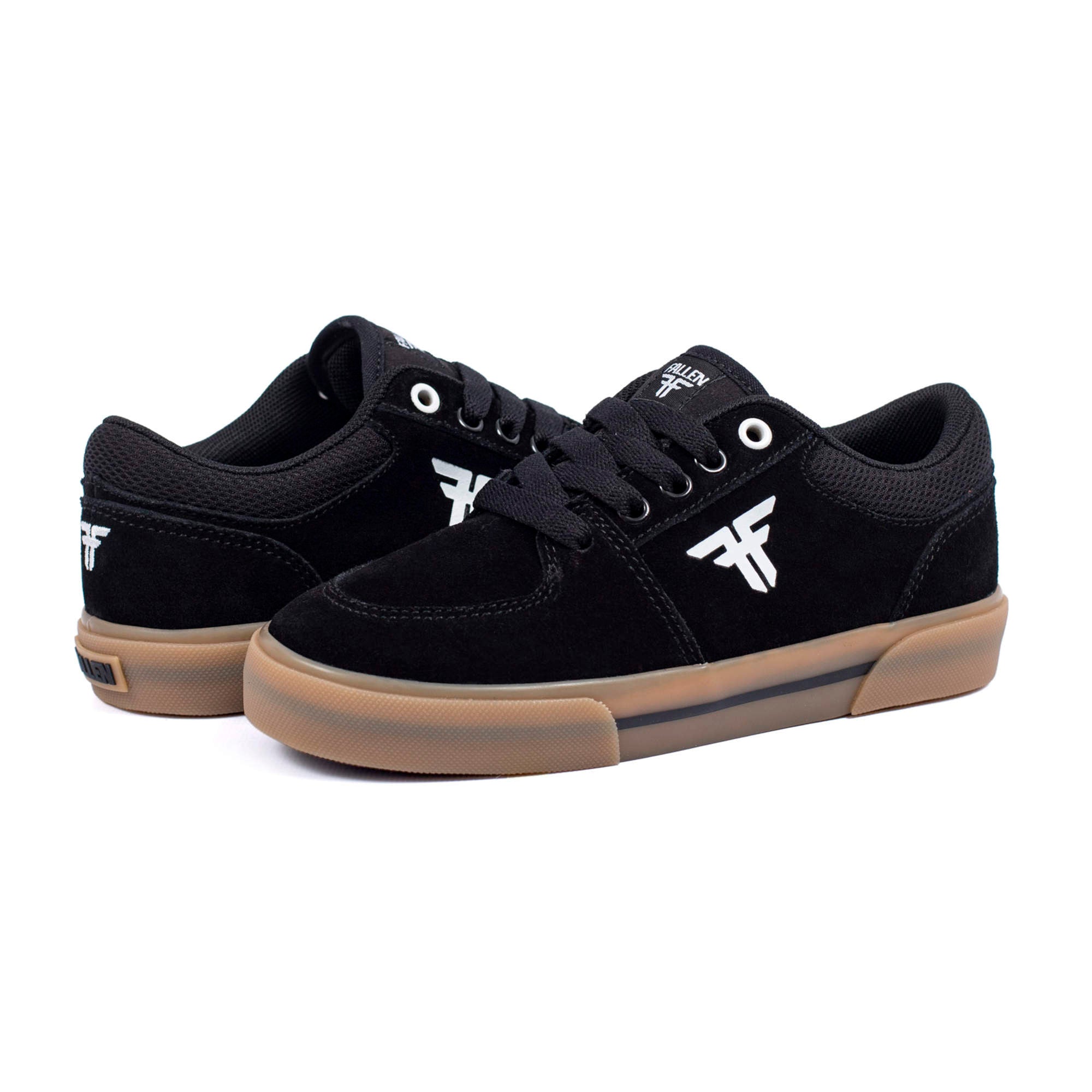 Fallen Footwear Patriot Kids skate shoes in Black / White / Gum perspective image