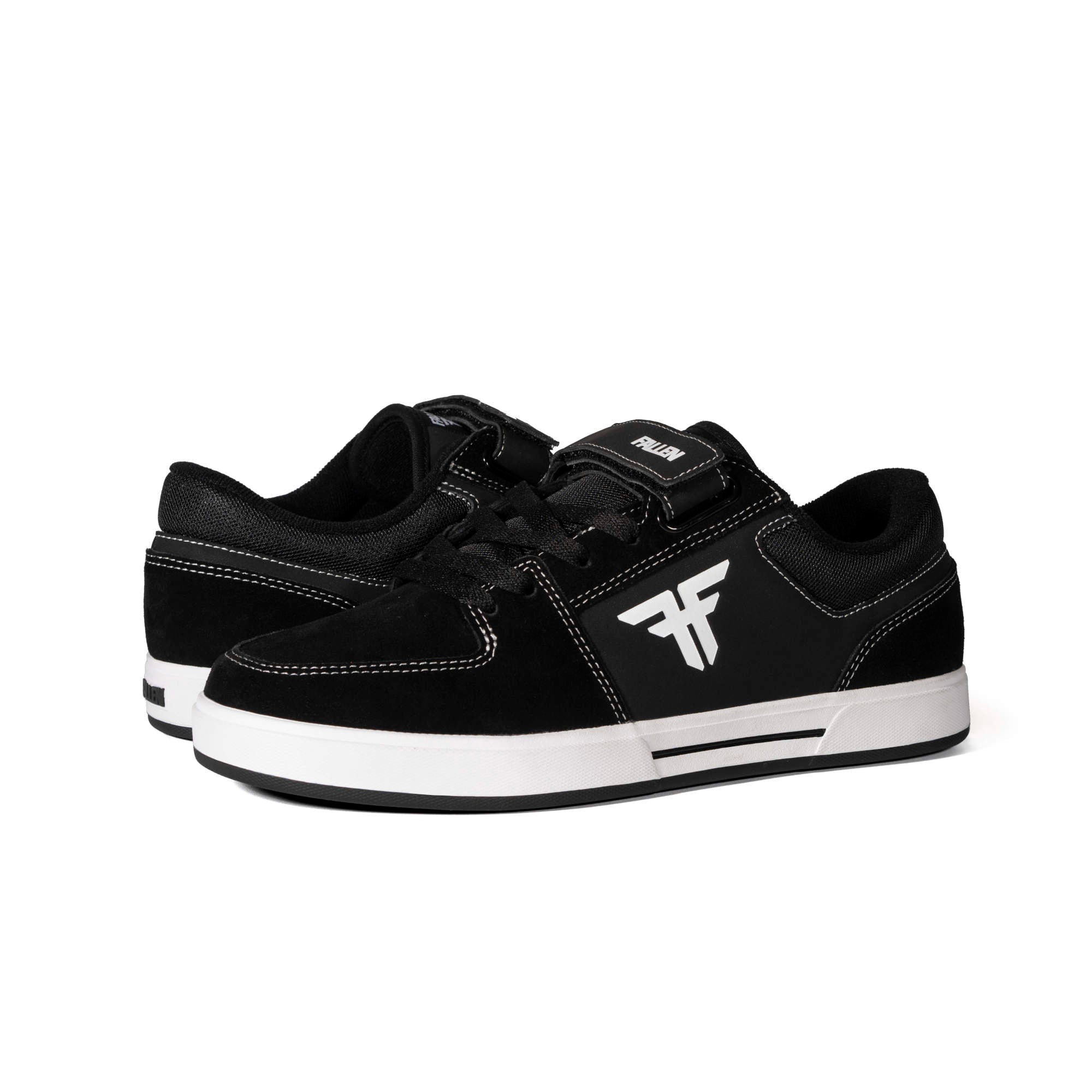 Fallen Footwear Patriot Strap skate shoes in Black / White perspective image