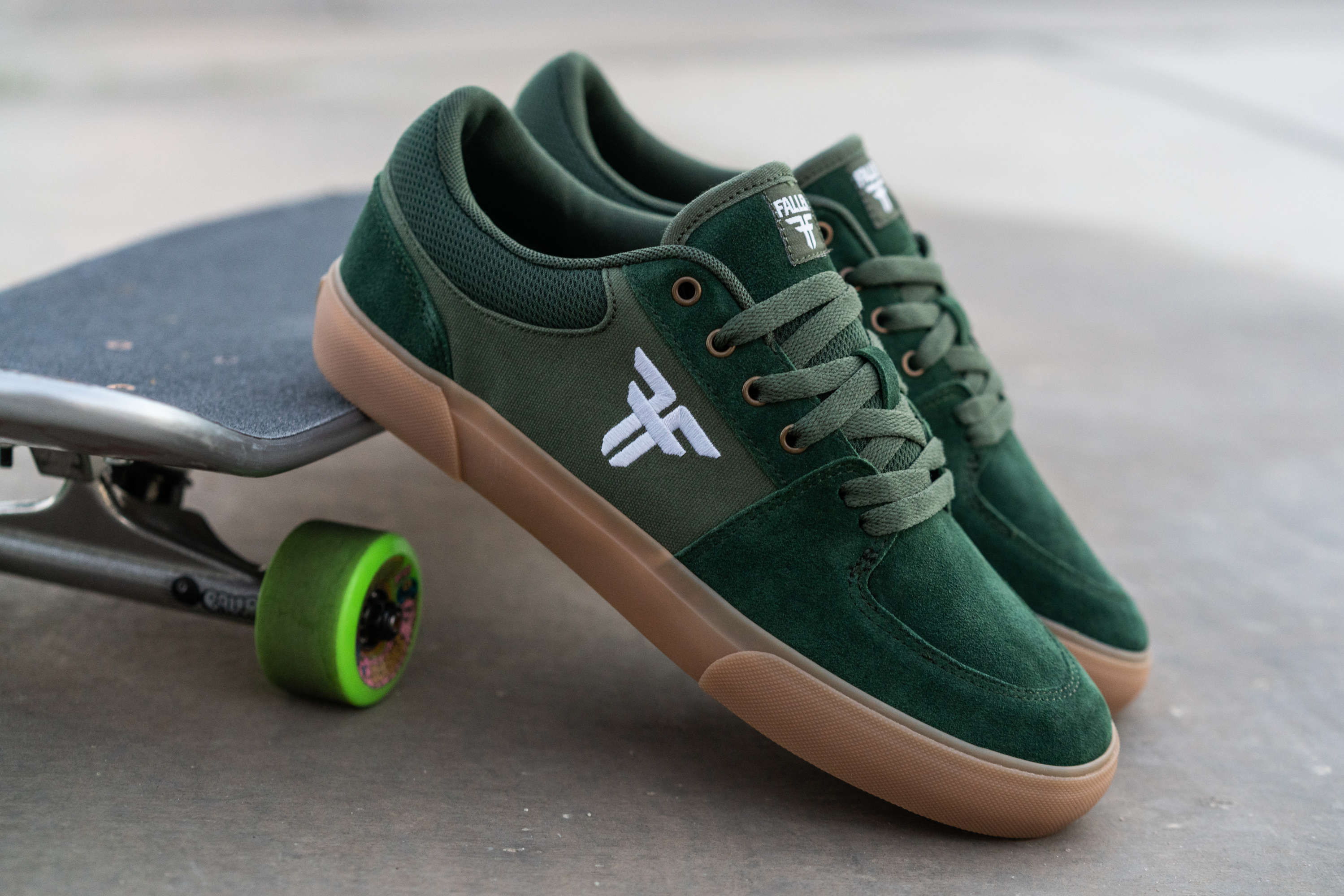 Fallen Footwear Patriot Vulc skate shoes in Forest Green / Gum lifestyle image