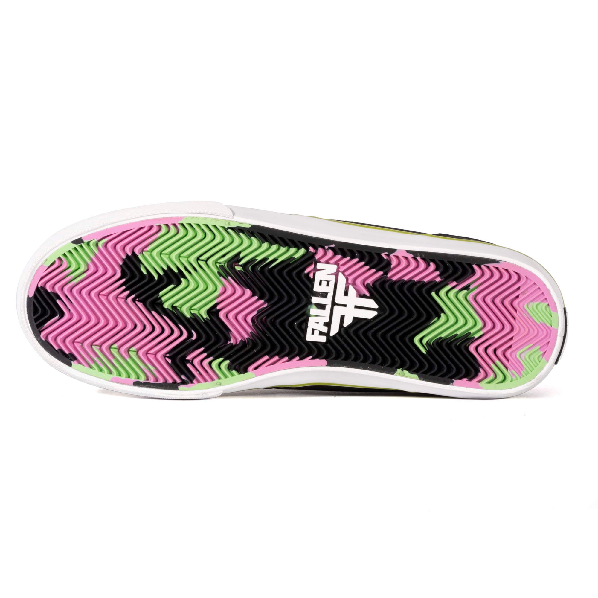 Fallen Footwear The Goat skate shoes in Black / Pink / Lime bottom image