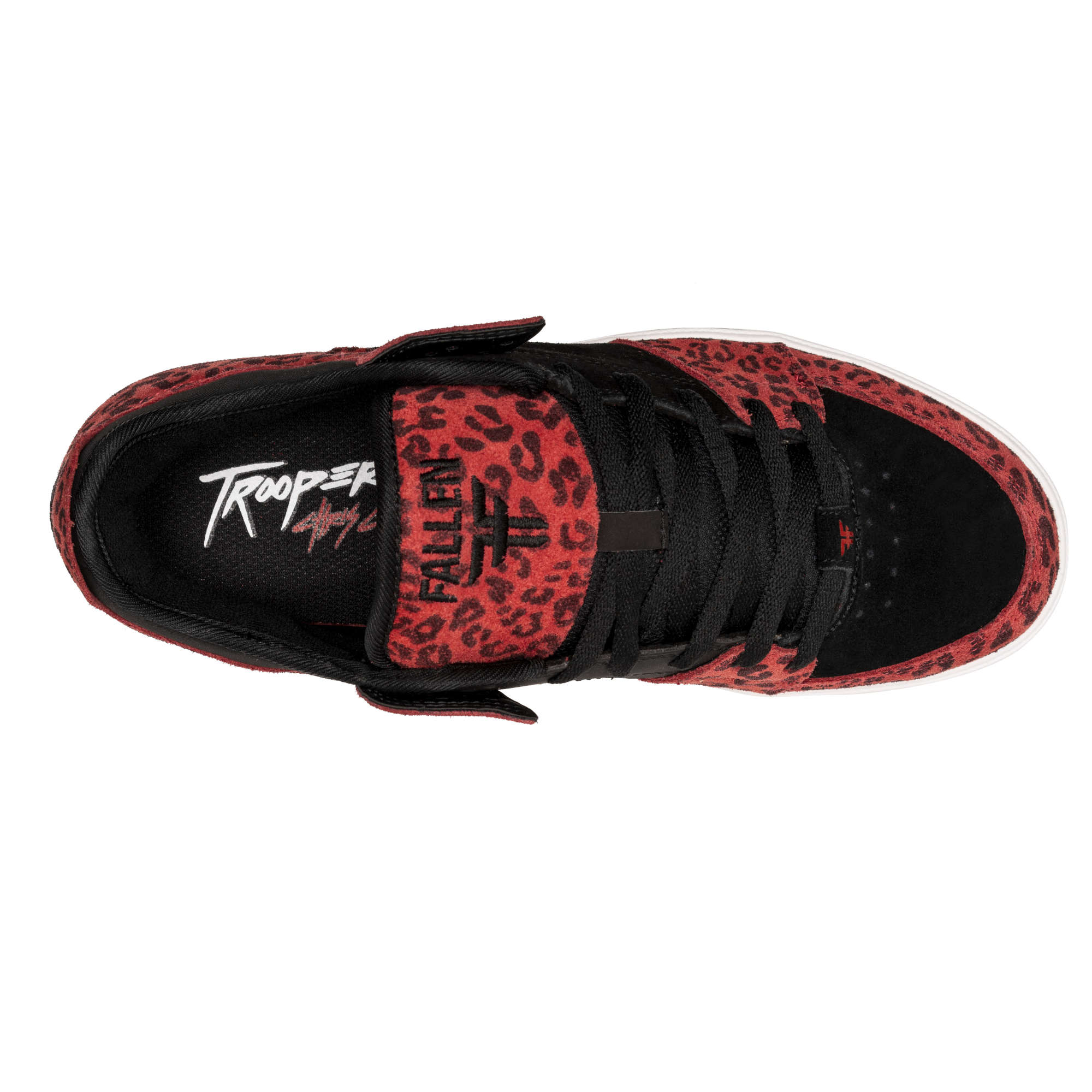 Fallen Footwear Chris Cole Trooper True Fit skate shoes in Black / Red Leopard top image