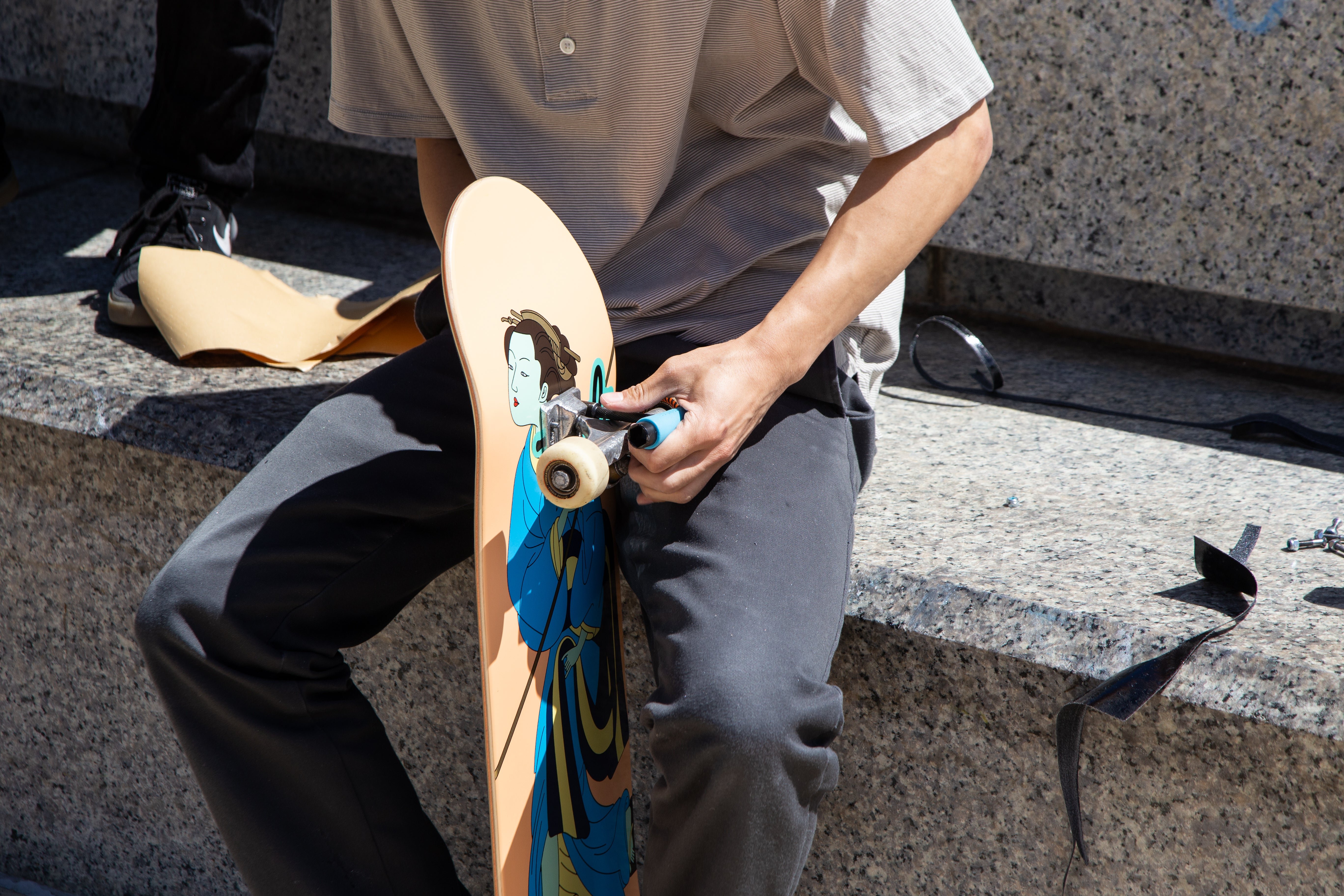 Verb Skateboards Artist Series Deck Adam Hill "Onna-Bugeisha" in 8.125" Lifestyle shot 