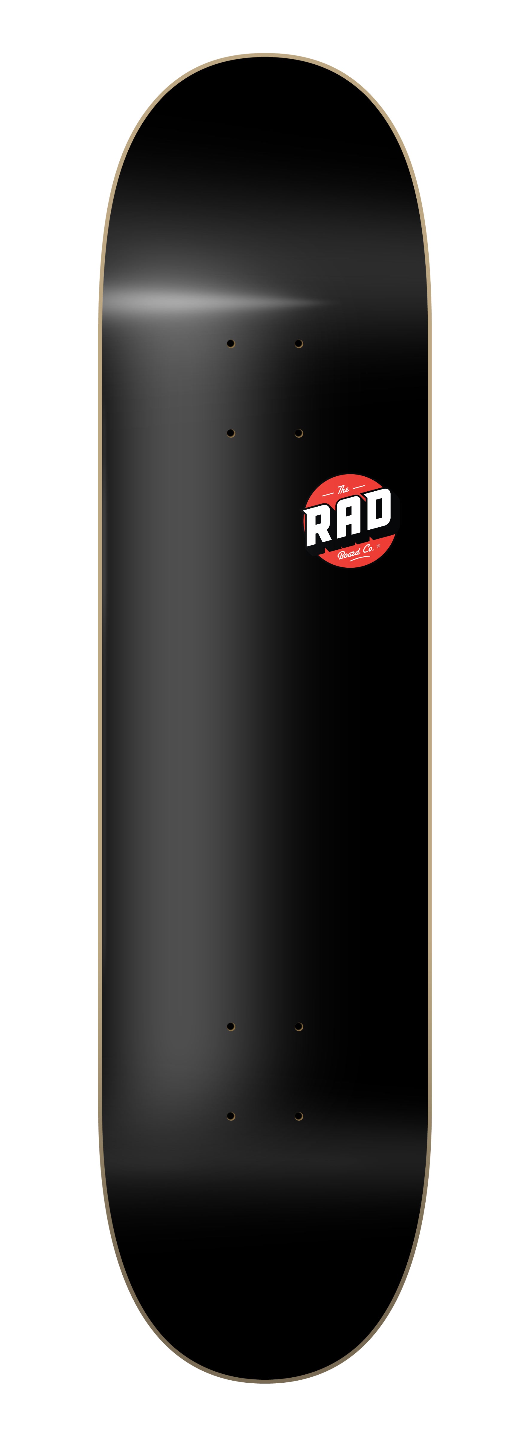 RAD Board Co. Logo Skateboard Deck  "Basic Logo Black" in 8", 8.25" & 8.5" bottom graphic