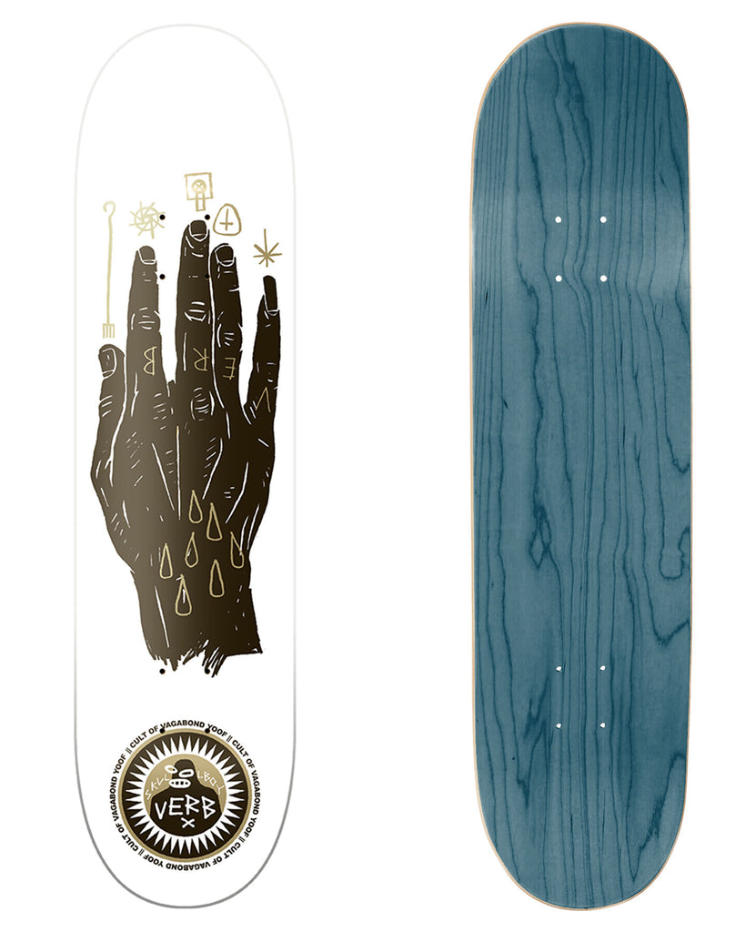 Verb Skateboards Artist Series Deck Louis de Villiers "Hand" in 8.25" bottom graphic and deck top view