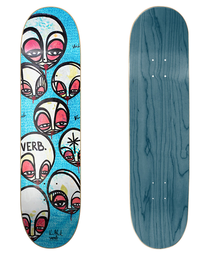 Verb Skateboards Artist Series Deck Kris Markovich "Faces" in 8.25" bottom graphic and deck top view