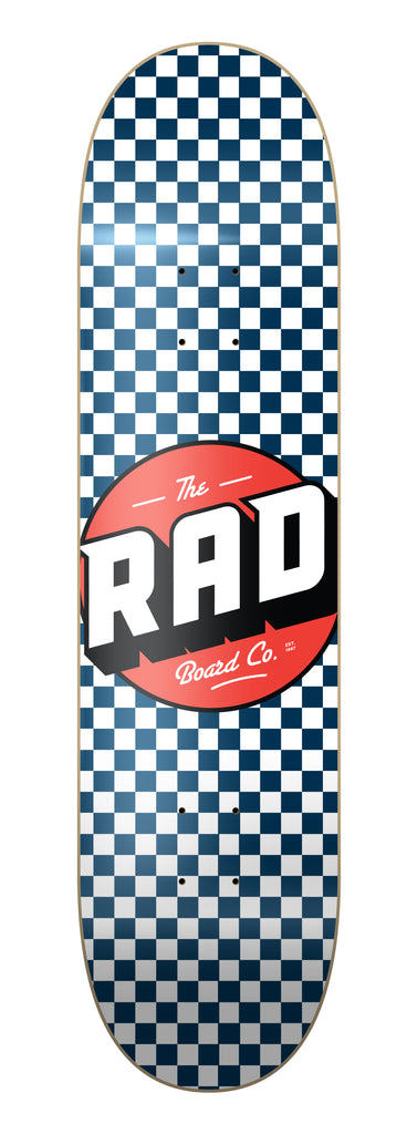 RAD Board Co. Logo Skateboard Deck "Checkers Navy / White" in 8.25" bottom graphic