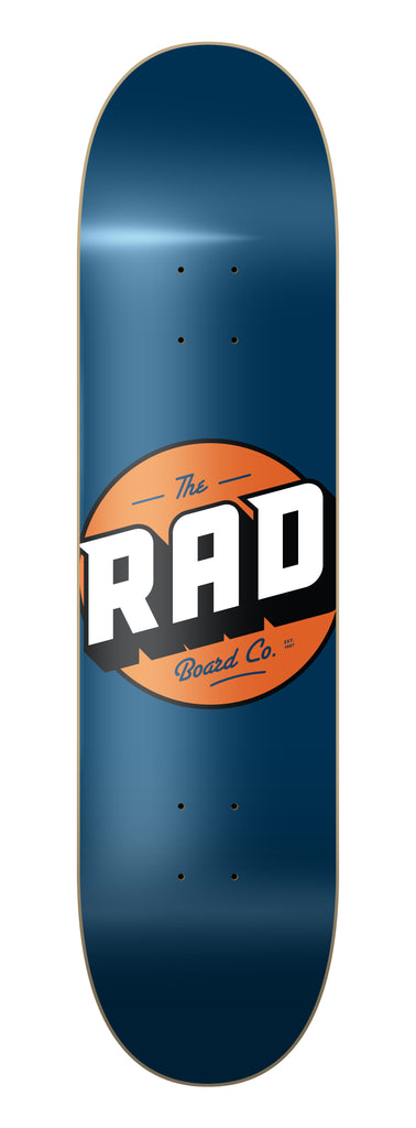 RAD Board Co. Logo Skateboard Deck "Solid Navy / Orange" in 8.125" bottom graphic