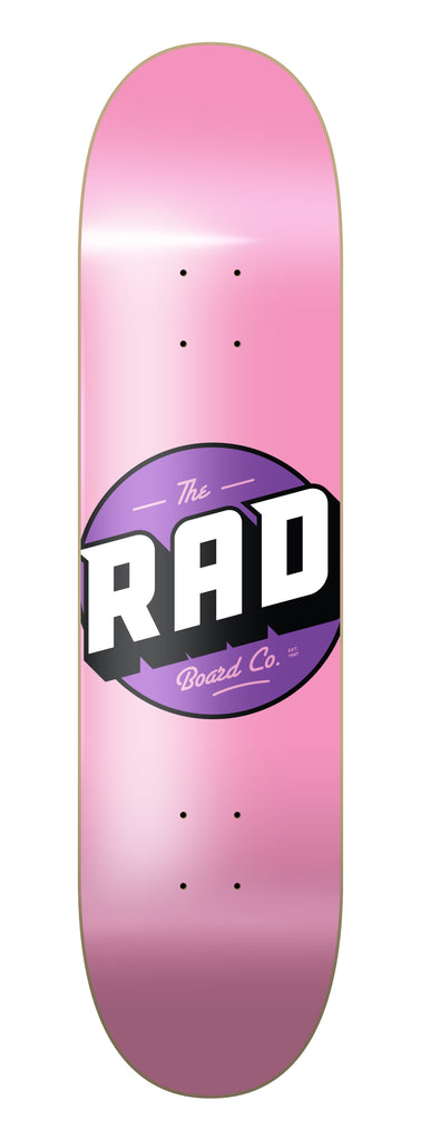 RAD Board Co. Logo Skateboard Deck "Solid Pink / Purple" in 7.75" bottom graphic